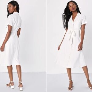 LULU's Casual Sexy Flirty Chic Modern Casual Minimalistic Button Down Midi